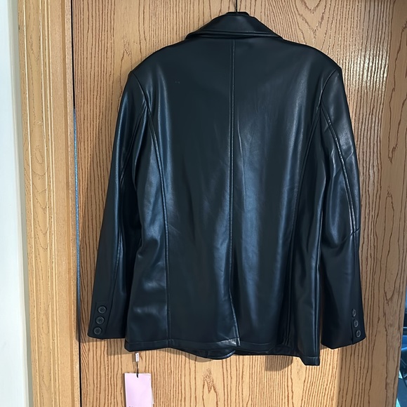 Avec Les Filles Faux Leather Mid Length Blazer - Picture 5 of 11